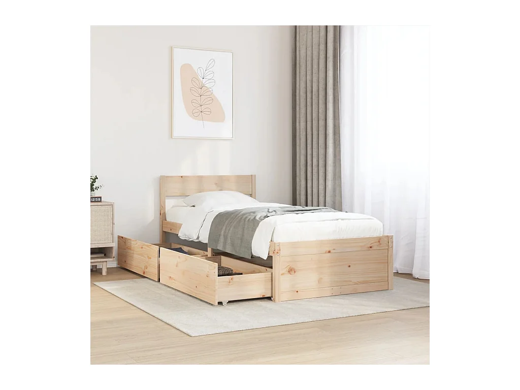 Cadre de lit sans matelas 75x190 cm bois de pin massif