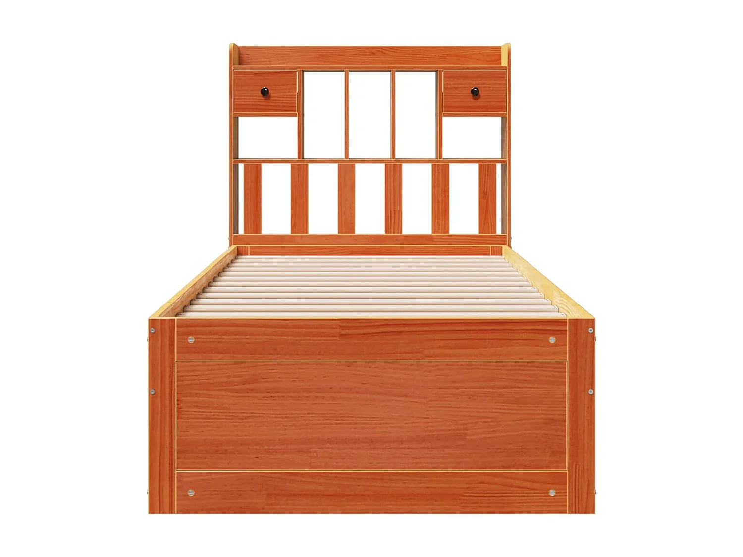 Lit bibliothèque sans matelas cire marron 90x190 cm pin massif