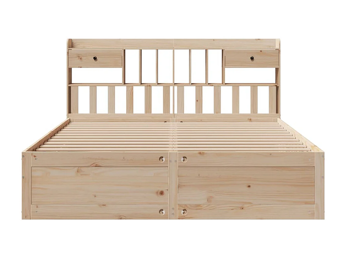 Lit bibliothèque sans matelas 200x200 cm bois massif de pin