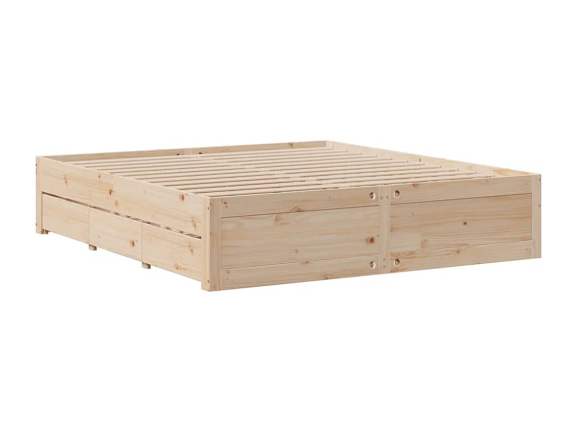 Lit bibliothèque sans matelas 200x200 cm bois massif de pin