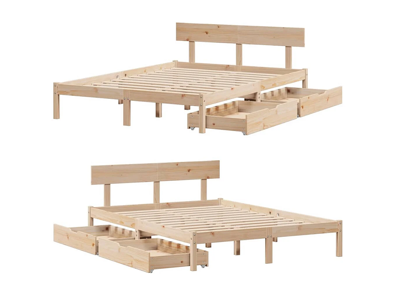 Cadre de lit sans matelas 140x200 cm bois massif de pin