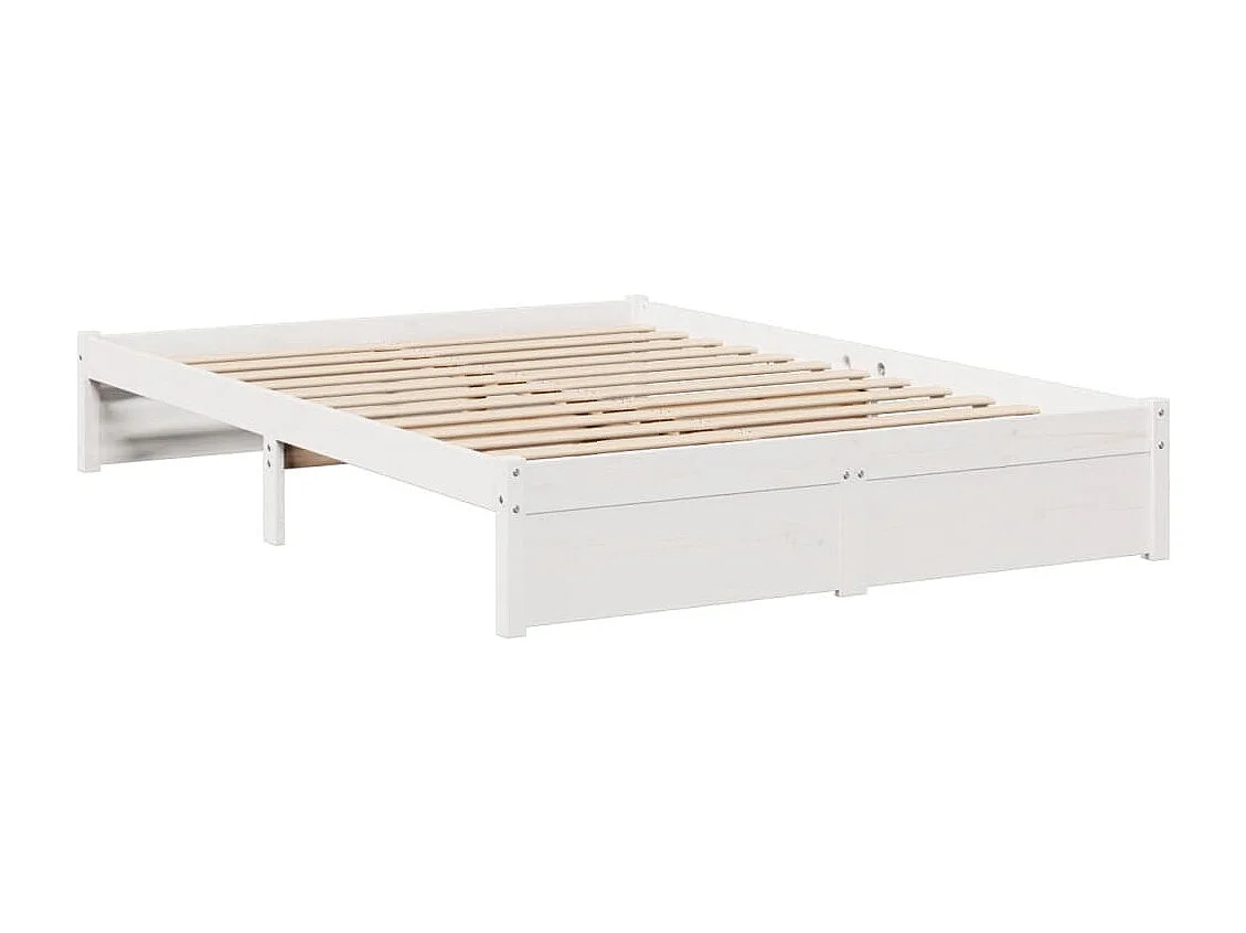 Cama con estantería sin colchón madera maciza blanca 160x200 cm