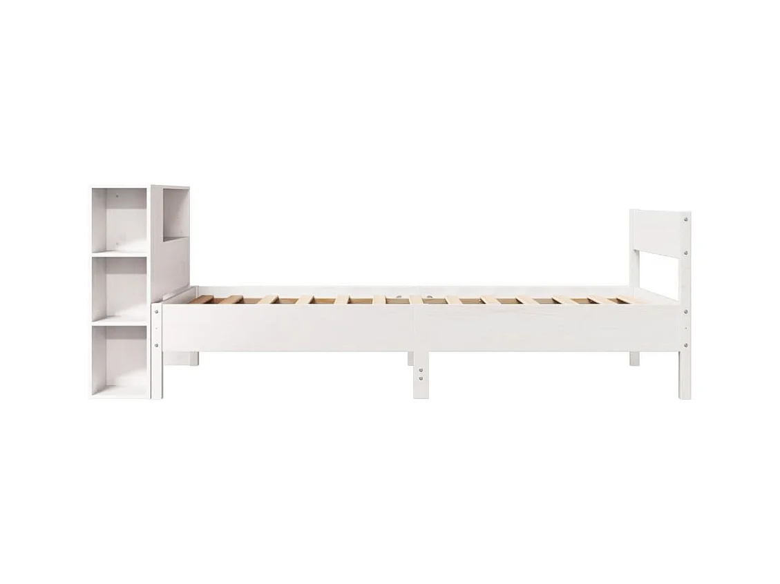 Lit bibliothèque sans matelas blanc 100x200 cm bois pin massif