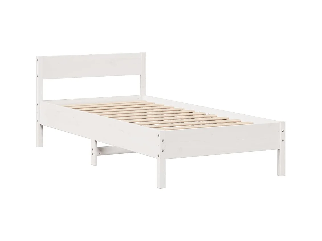 Lit bibliothèque sans matelas blanc 100x200 cm bois pin massif
