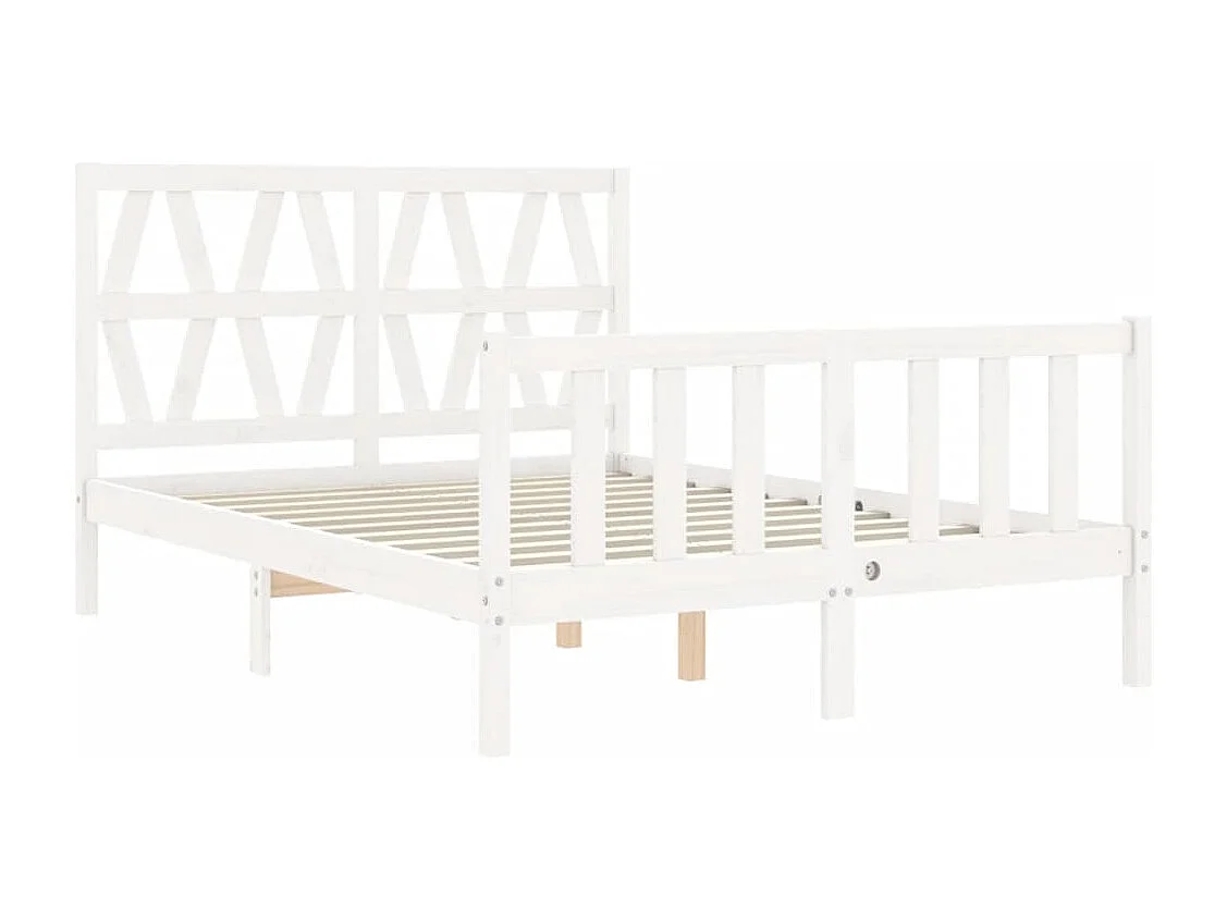 Estructura cama de matrimonio con cabecero madera maciza blanco