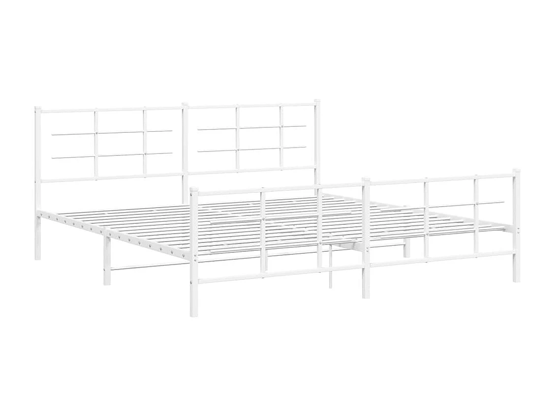 Giroletto con Testiera e Pediera Metallo Bianco 193x203 cm