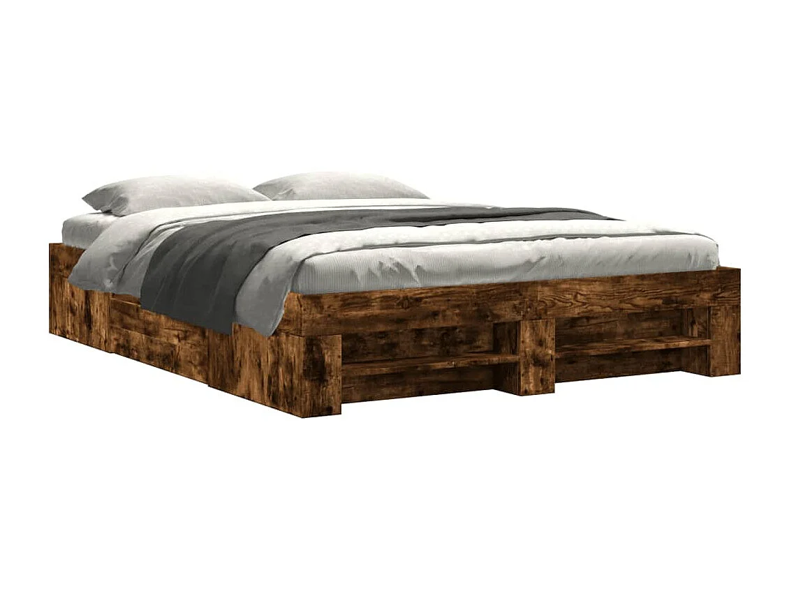 Cadre de lit sans matelas chêne fumé 160x200 cm bois ingénierie