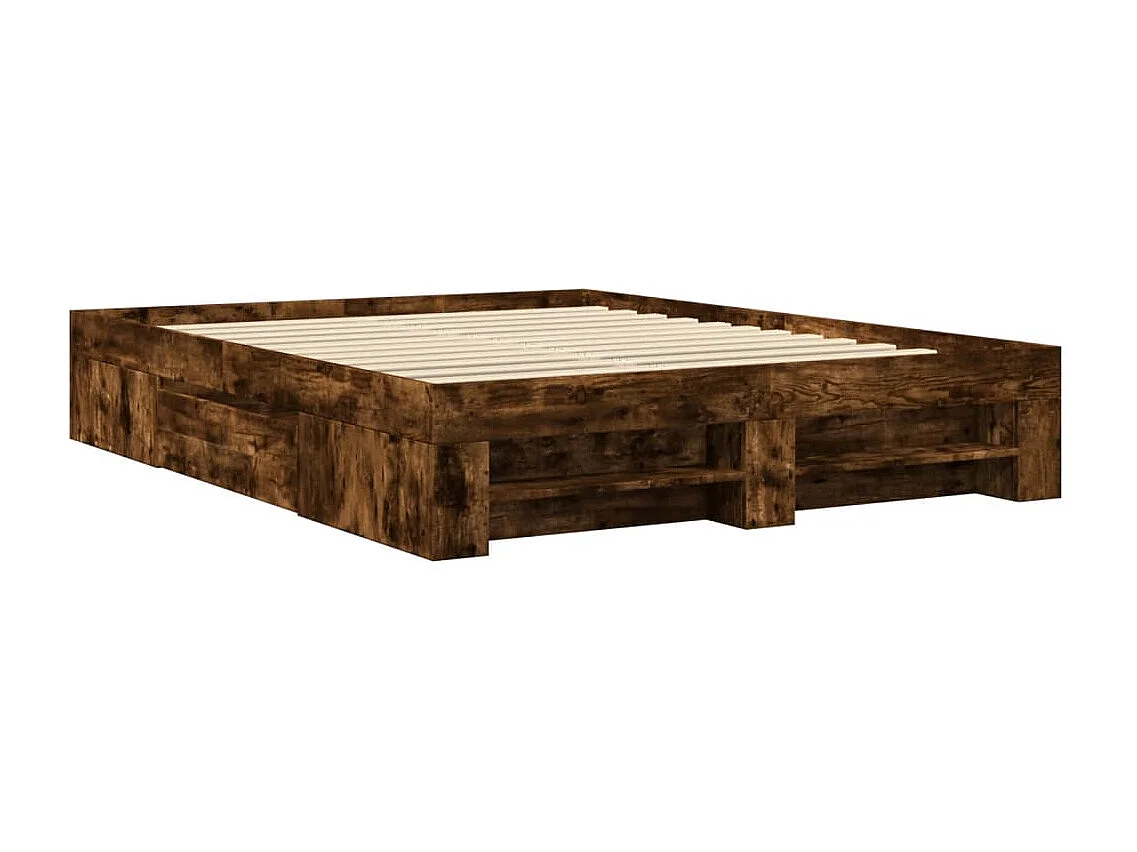 Cadre de lit sans matelas chêne fumé 160x200 cm bois ingénierie