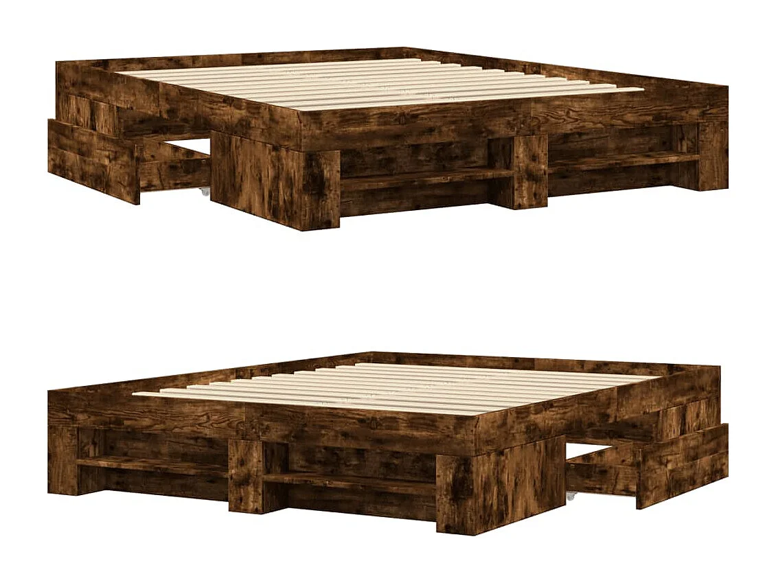 Cadre de lit sans matelas chêne fumé 160x200 cm bois ingénierie