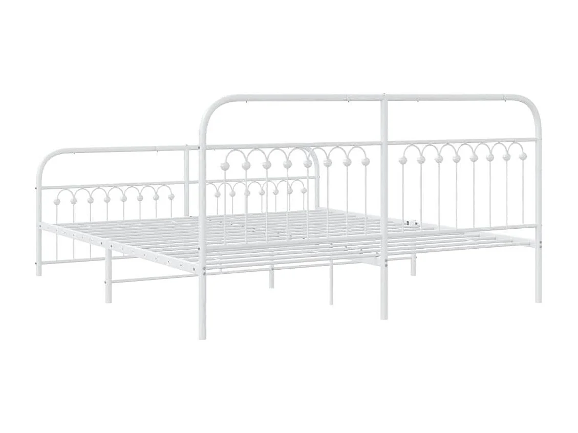 Estrutura de cama com cabeceira e pés 183x203 cm metal branco