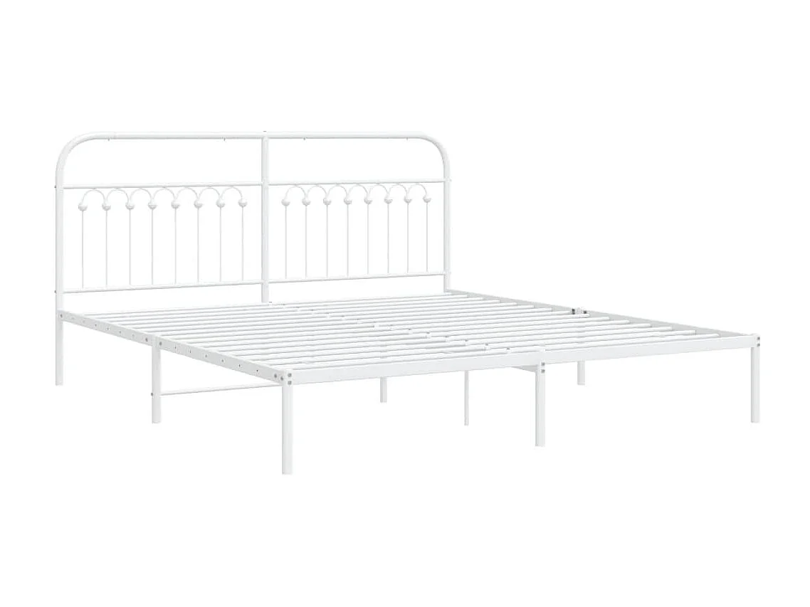 Cadre de lit métal sans matelas et tête de lit blanc 183x213 cm