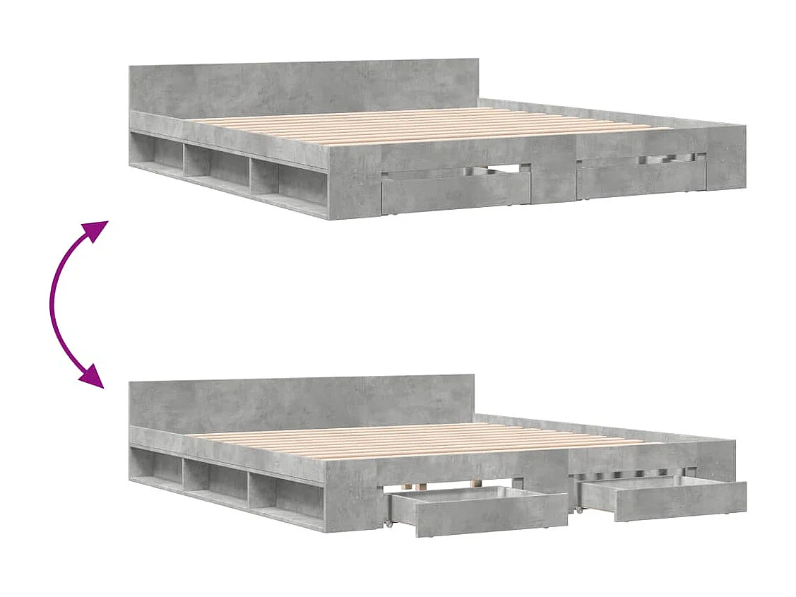 Giroletto Cassetti Grigio Cemento 200x200 cm Legno Multistrato