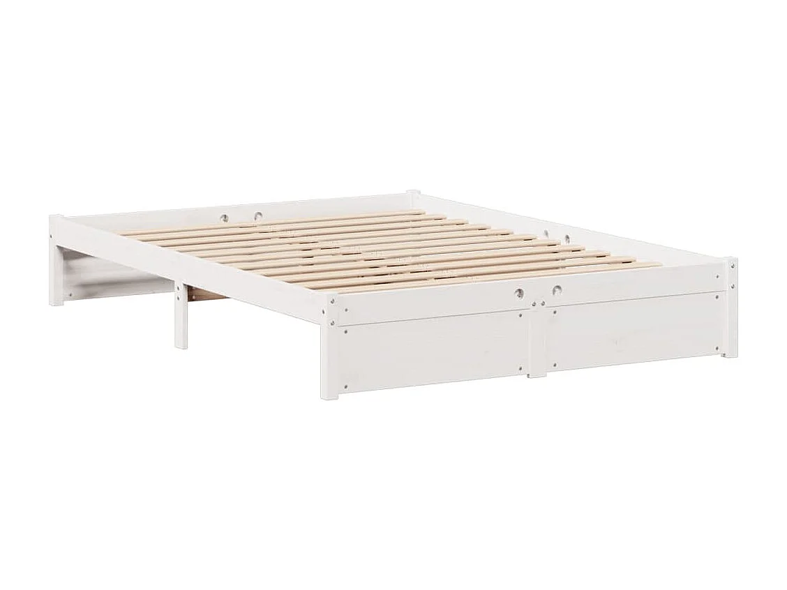 Lit bibliothèque sans matelas blanc 140x190 cm bois pin massif