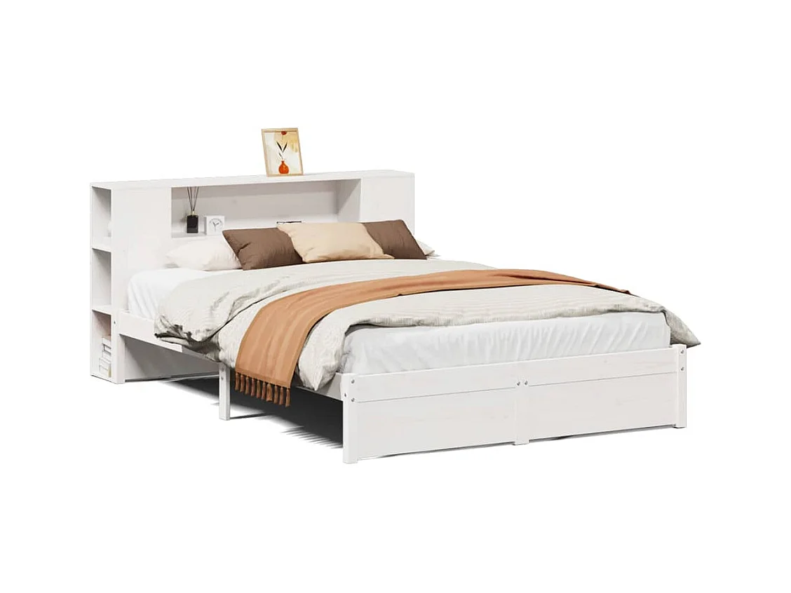 Letto Libreria senza Materasso Bianco 140x190 cm Legno di Pino