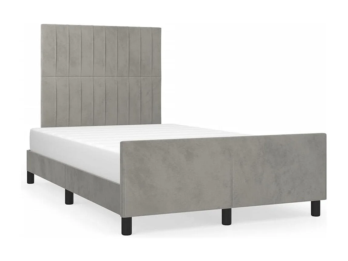 Cadre de lit sans matelas gris clair 120x190 cm velours