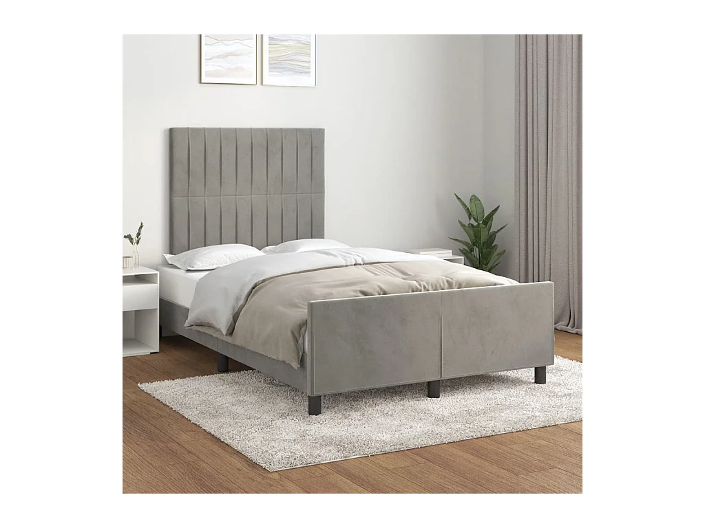 Bettgestell mit Kopfteil Hellgrau 120x190 cm Samt