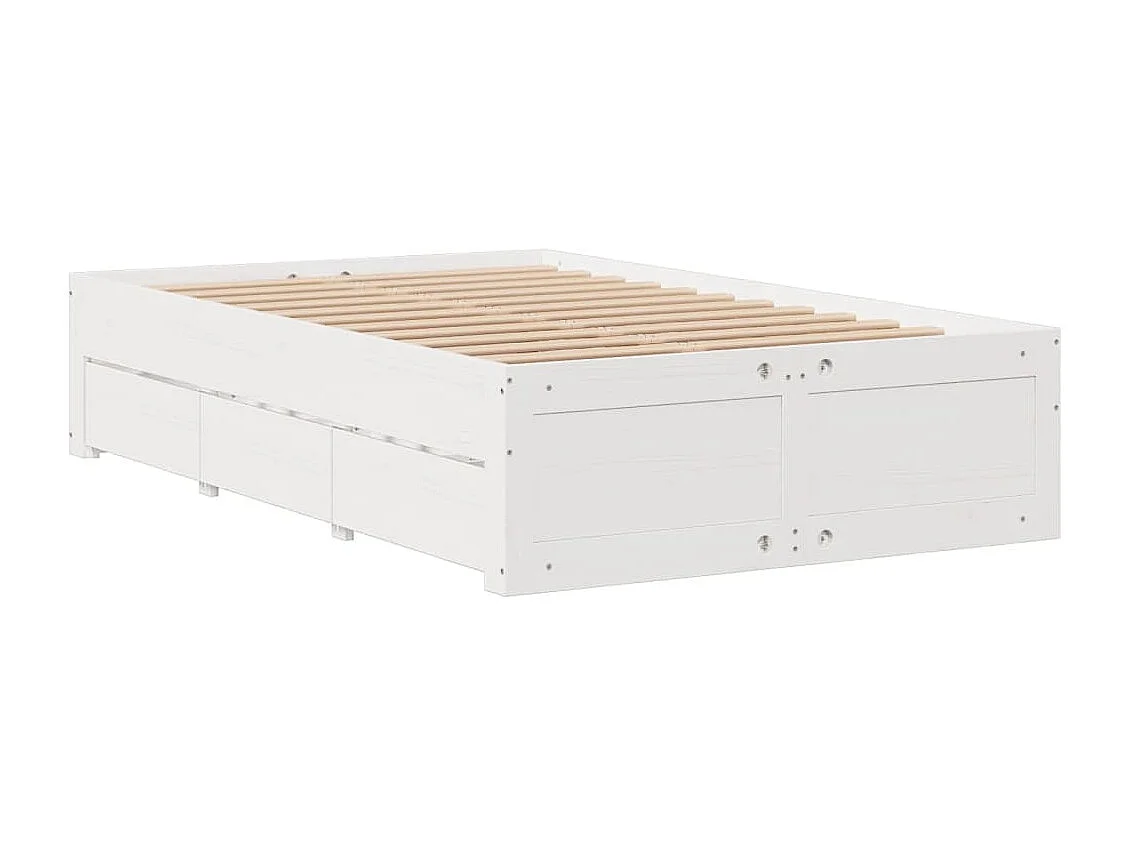 Lit bibliothèque sans matelas blanc 135x190 cm bois pin massif