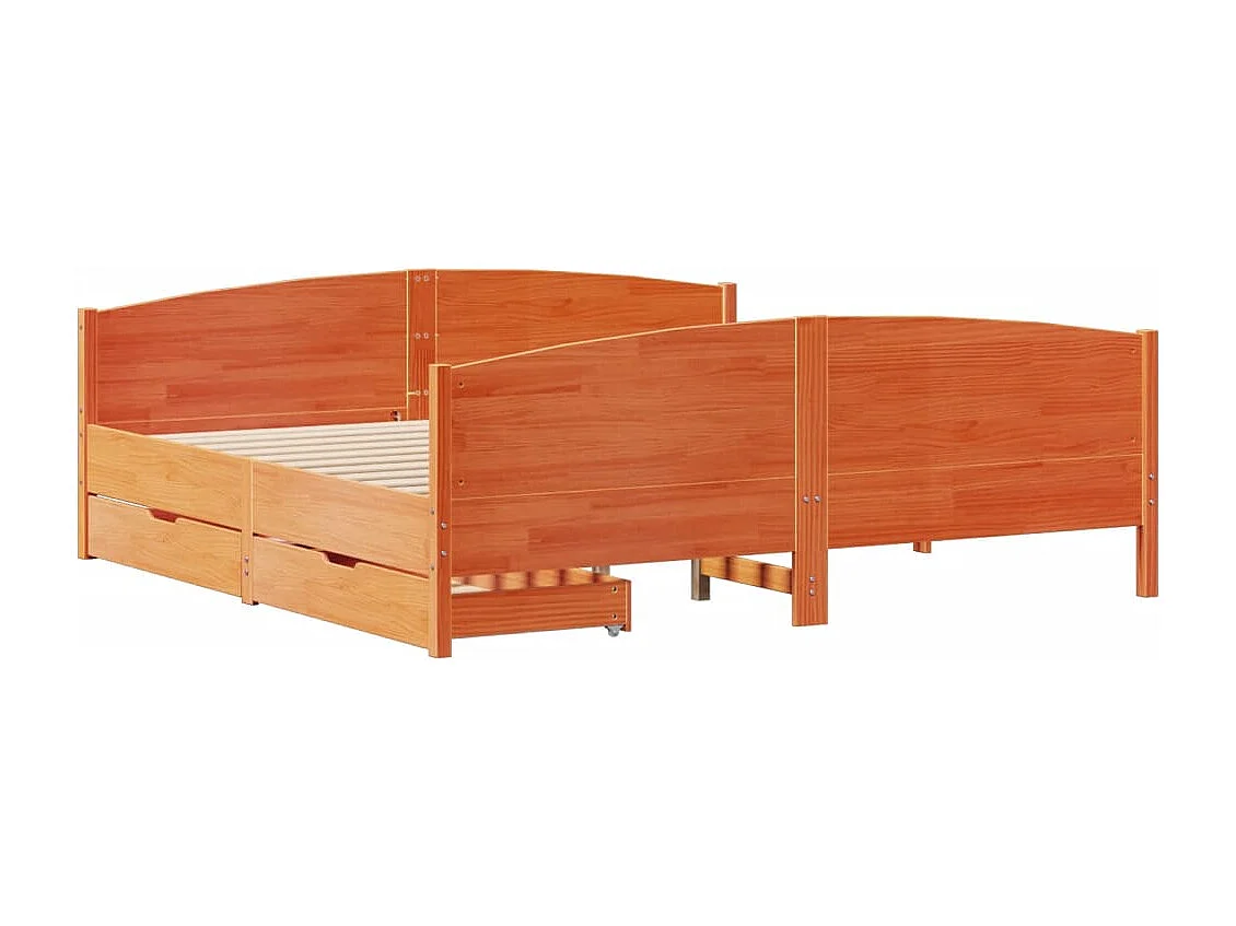 Cadre de lit sans matelas cire marron 180x200cm bois pin massif