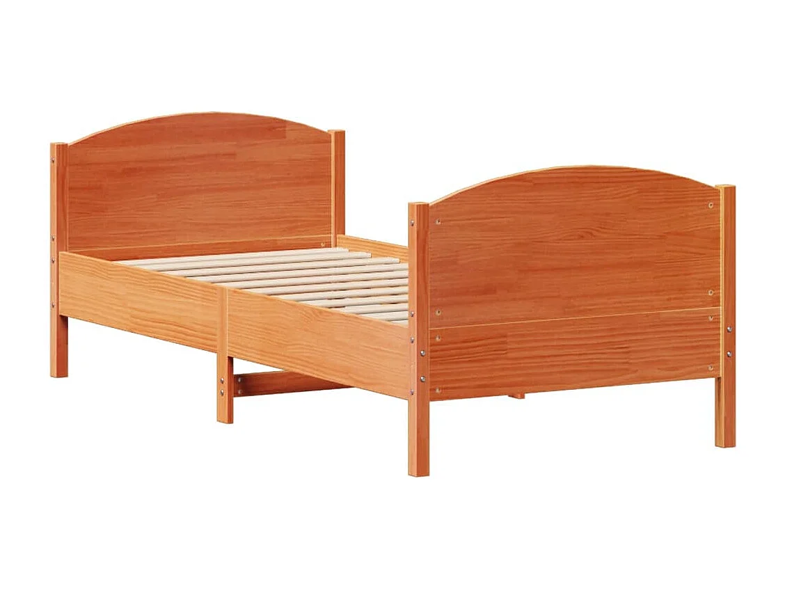 Massivholzbett ohne Matratze Wachsbraun 90x190 cm Kiefernholz