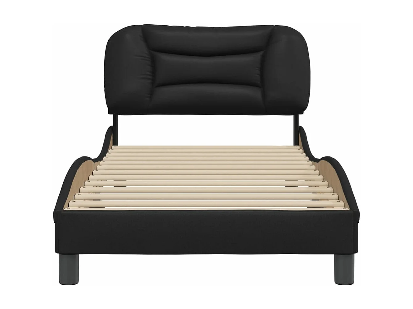 Estrutura cama c/ cabeceira 90x200 cm couro artificial preto