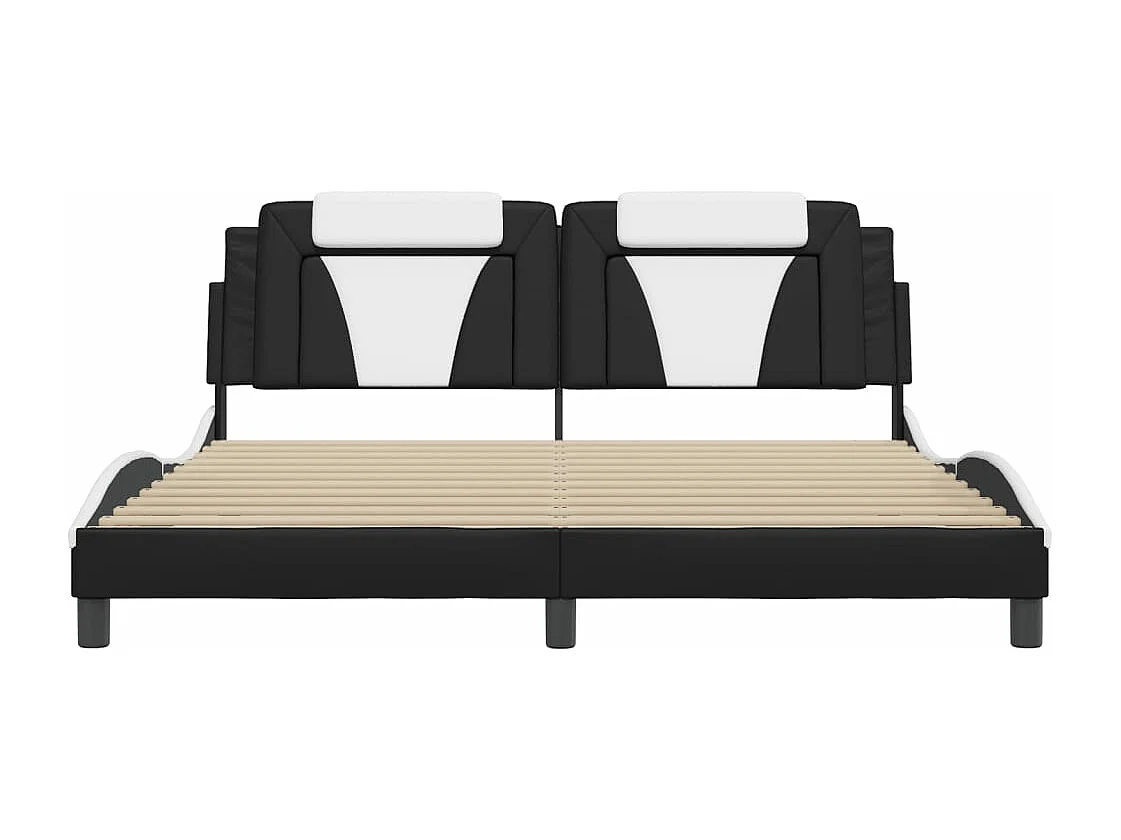 Cadre de lit sans matelas noir et blanc 180x200 cm similicuir