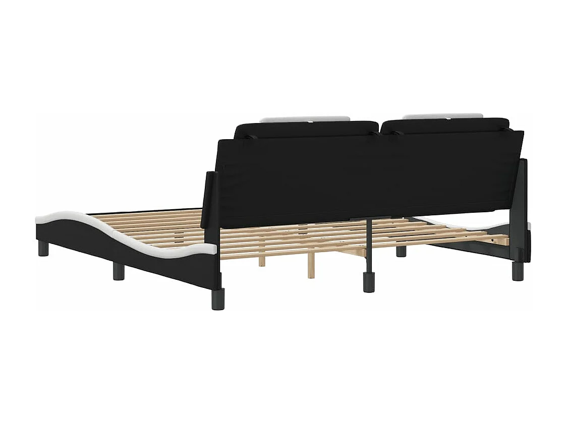 Cadre de lit sans matelas noir et blanc 180x200 cm similicuir