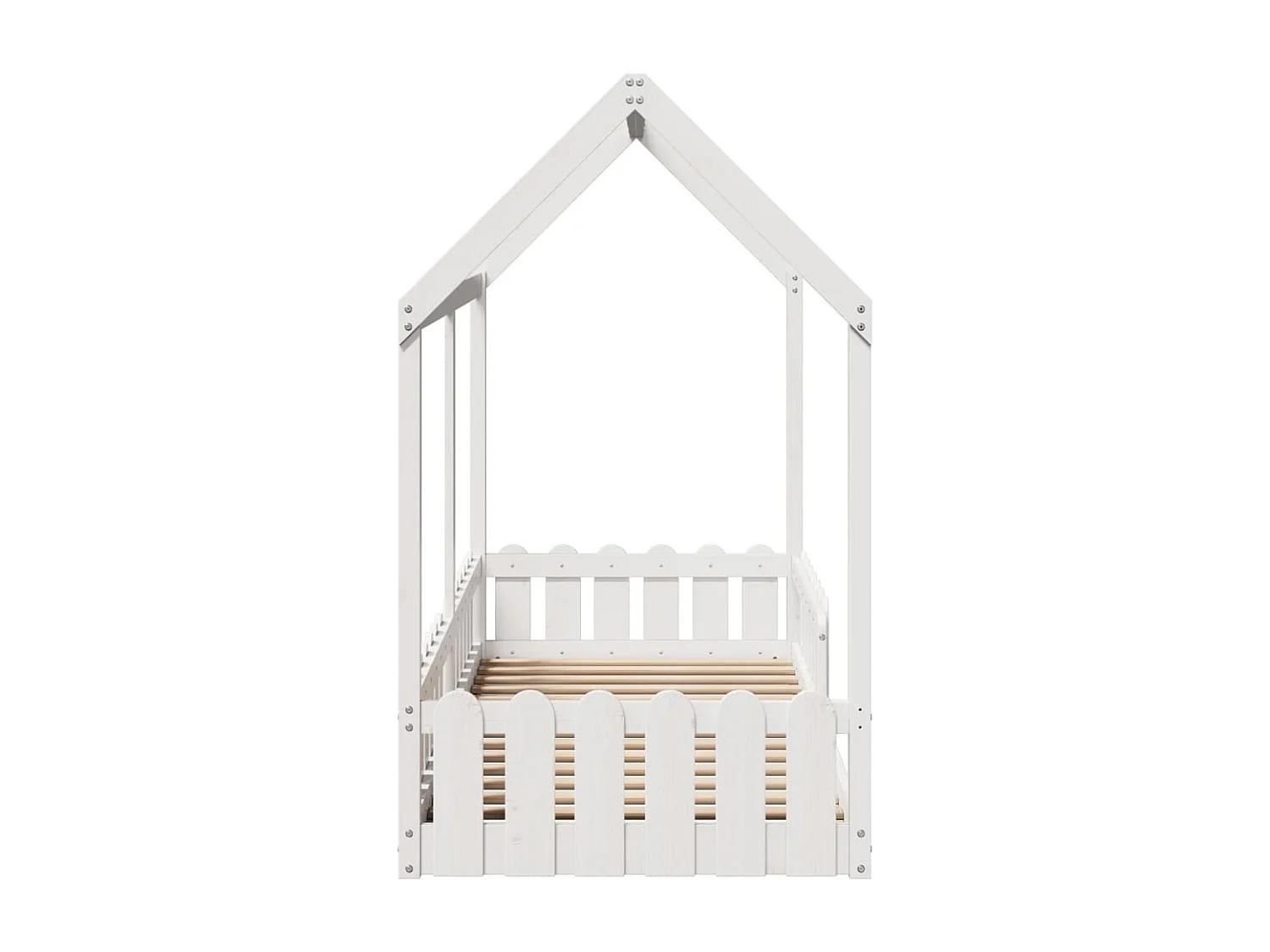 Cama con forma de casa de niños madera maciza blanca 80x200 cm