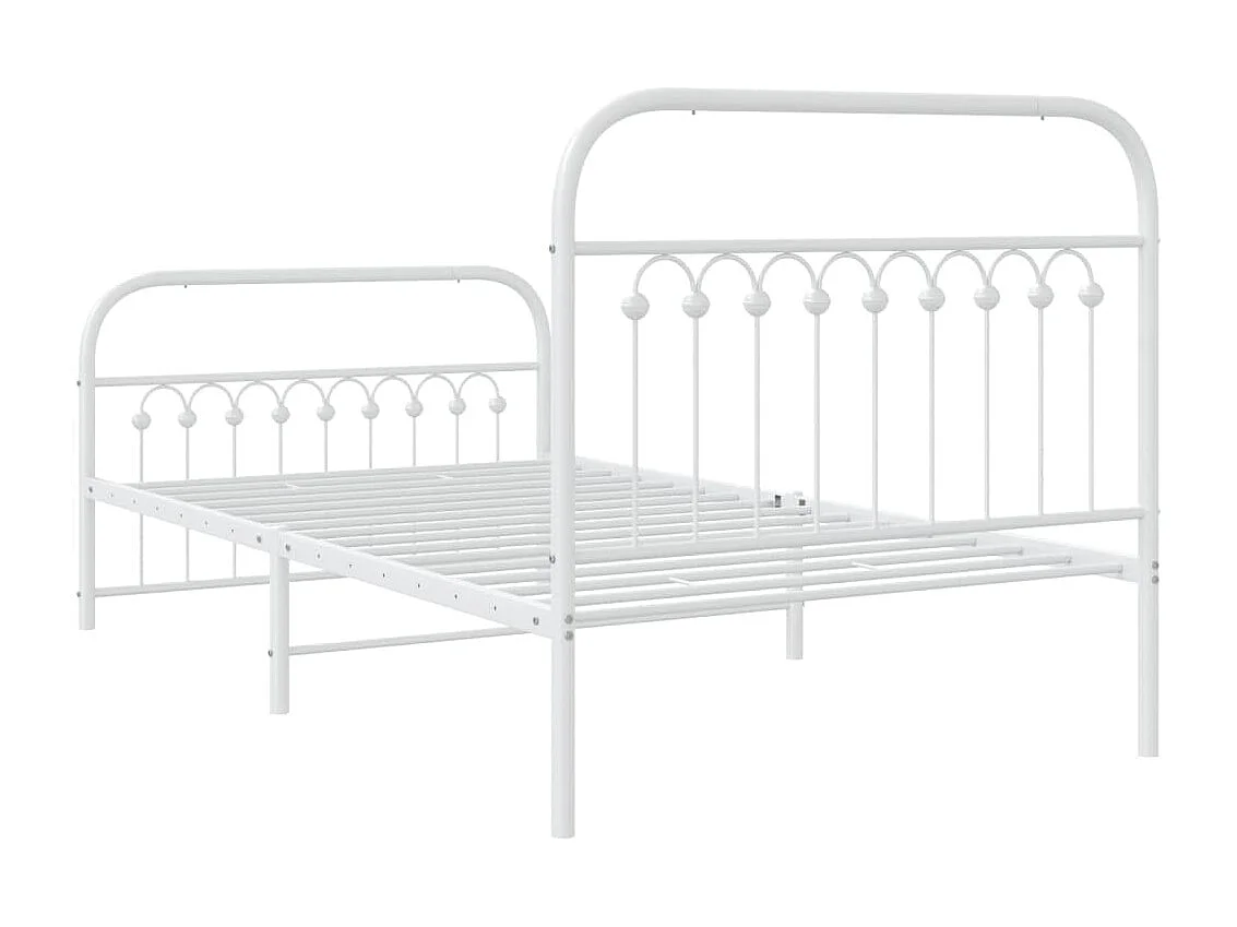 Cadre de lit métal sans matelas et pied de lit blanc 100x200 cm