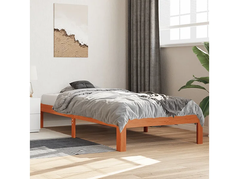 Bedframe zonder matras massief grenenhout wasbruin 90x200 cm