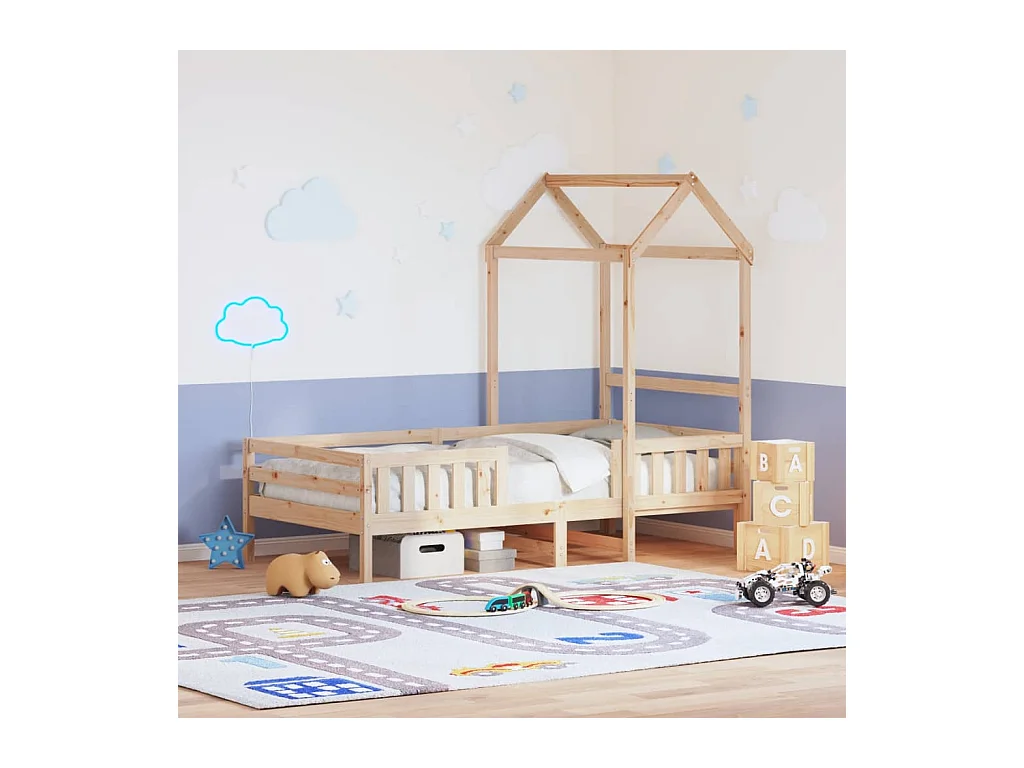 Giroletto con Tetto 90x200 cm in Legno Massello di Pino