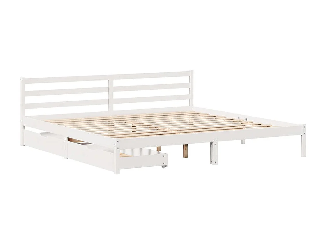 Giroletto senza Materasso Bianco 200x200 cm Legno Massello Pino