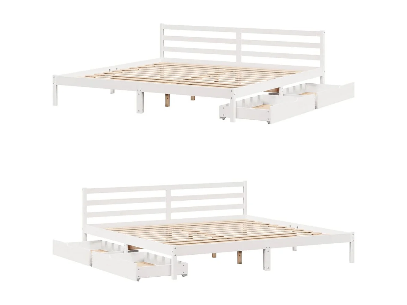 Giroletto senza Materasso Bianco 200x200 cm Legno Massello Pino