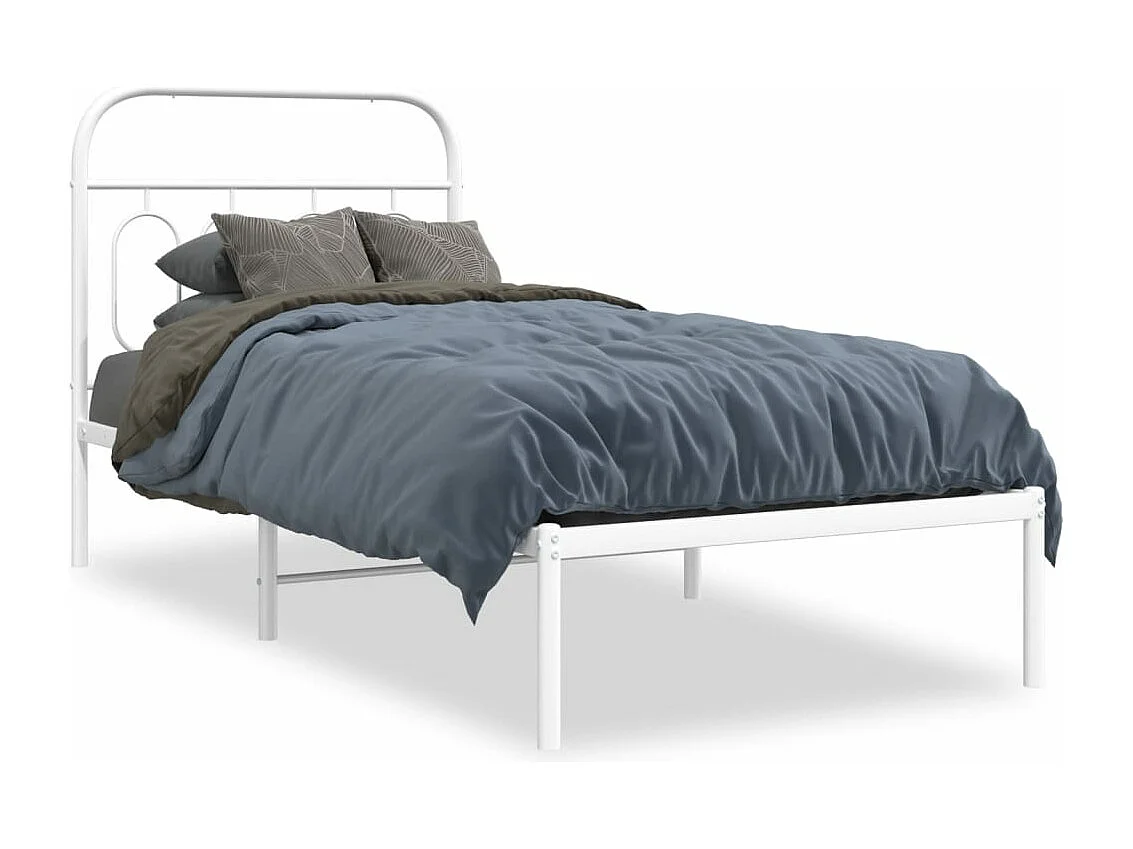 Estrutura de cama com cabeceira 80x200 cm metal branco
