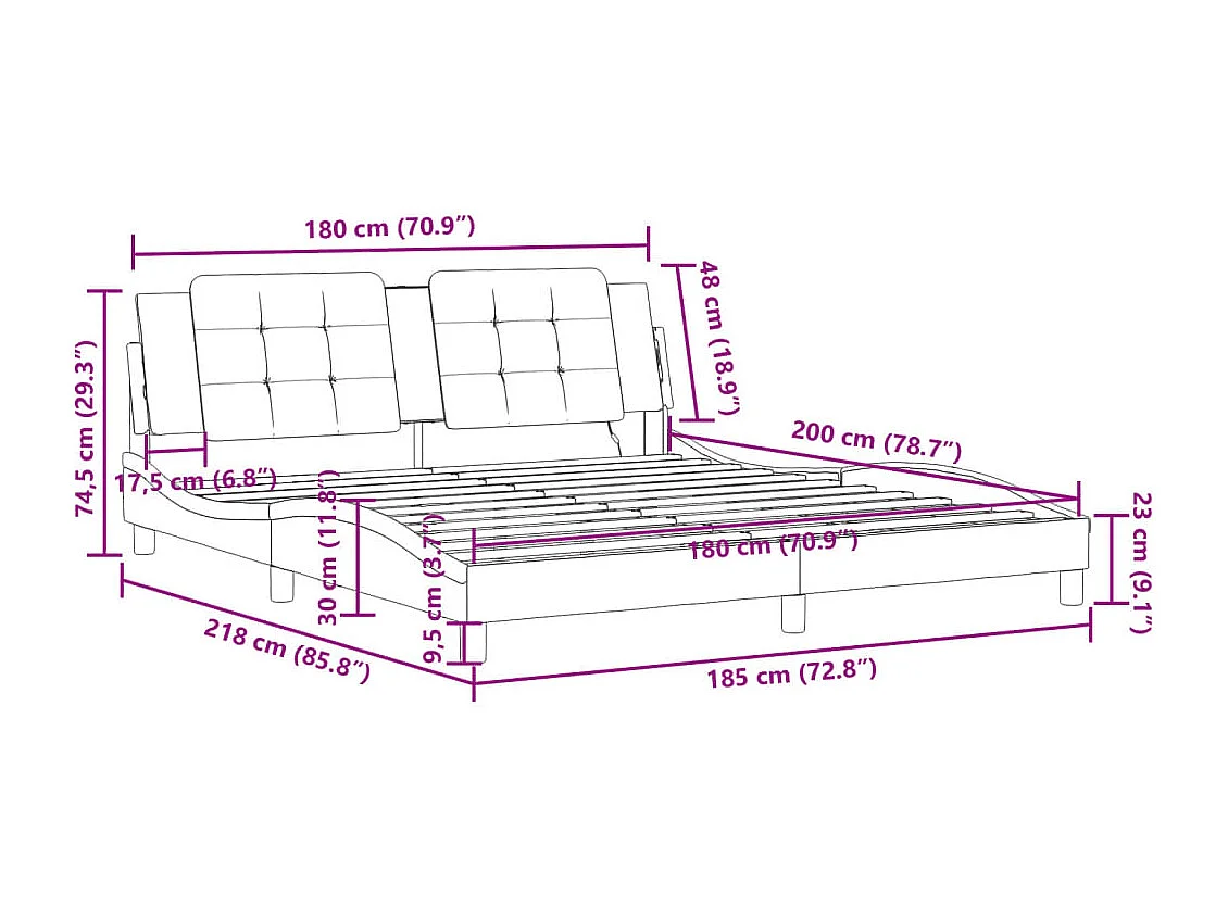 Estrutura de cama com cabeceira 80x200 cm metal branco