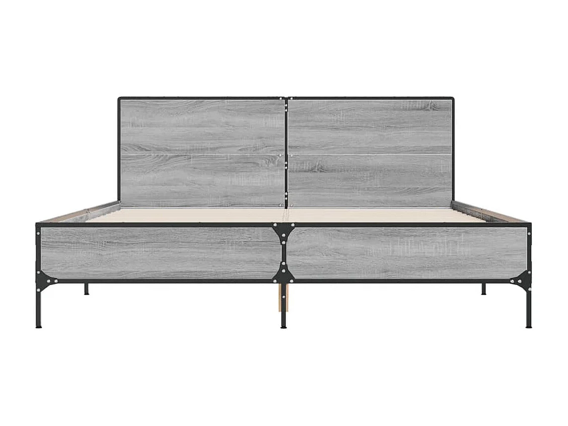 Bettgestell Grau Sonoma 150x200 cm Holzwerkstoff und Metall