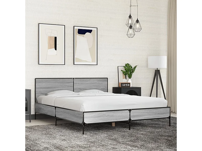 Cadre de lit sans matelas sonoma gris 150x200 cm
