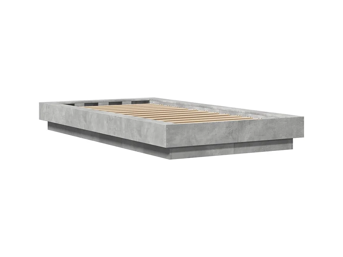 Cadre de lit sans matelas gris béton 100x200 cm