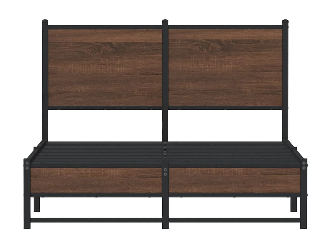 Cadre de lit en métal sans matelas chêne marron 120x190 cm