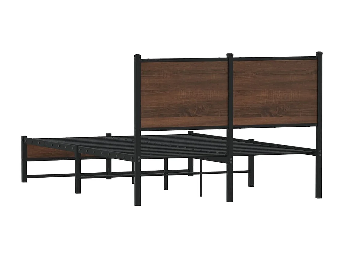 Cadre de lit en métal sans matelas chêne marron 120x190 cm