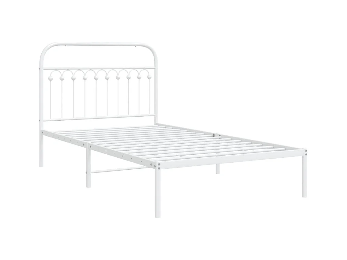 Cadre de lit métal sans matelas et tête de lit blanc 107x203 cm