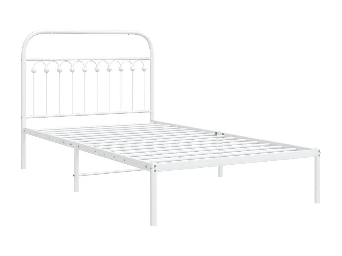 Cadre de lit métal sans matelas et tête de lit blanc 107x203 cm