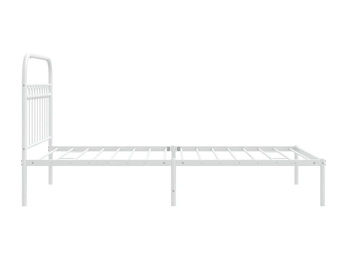 Cadre de lit métal sans matelas et tête de lit blanc 107x203 cm