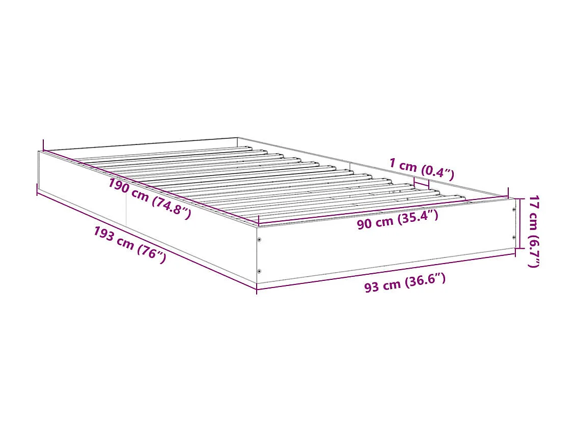 Cadre de lit sans matelas chêne sonoma 90x190 cm