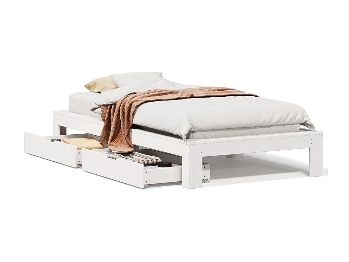 Cadre de lit sans matelas blanc 90x190 cm bois de pin massif