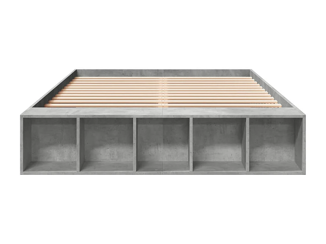 Cadre de lit sans matelas gris béton 150x200 cm