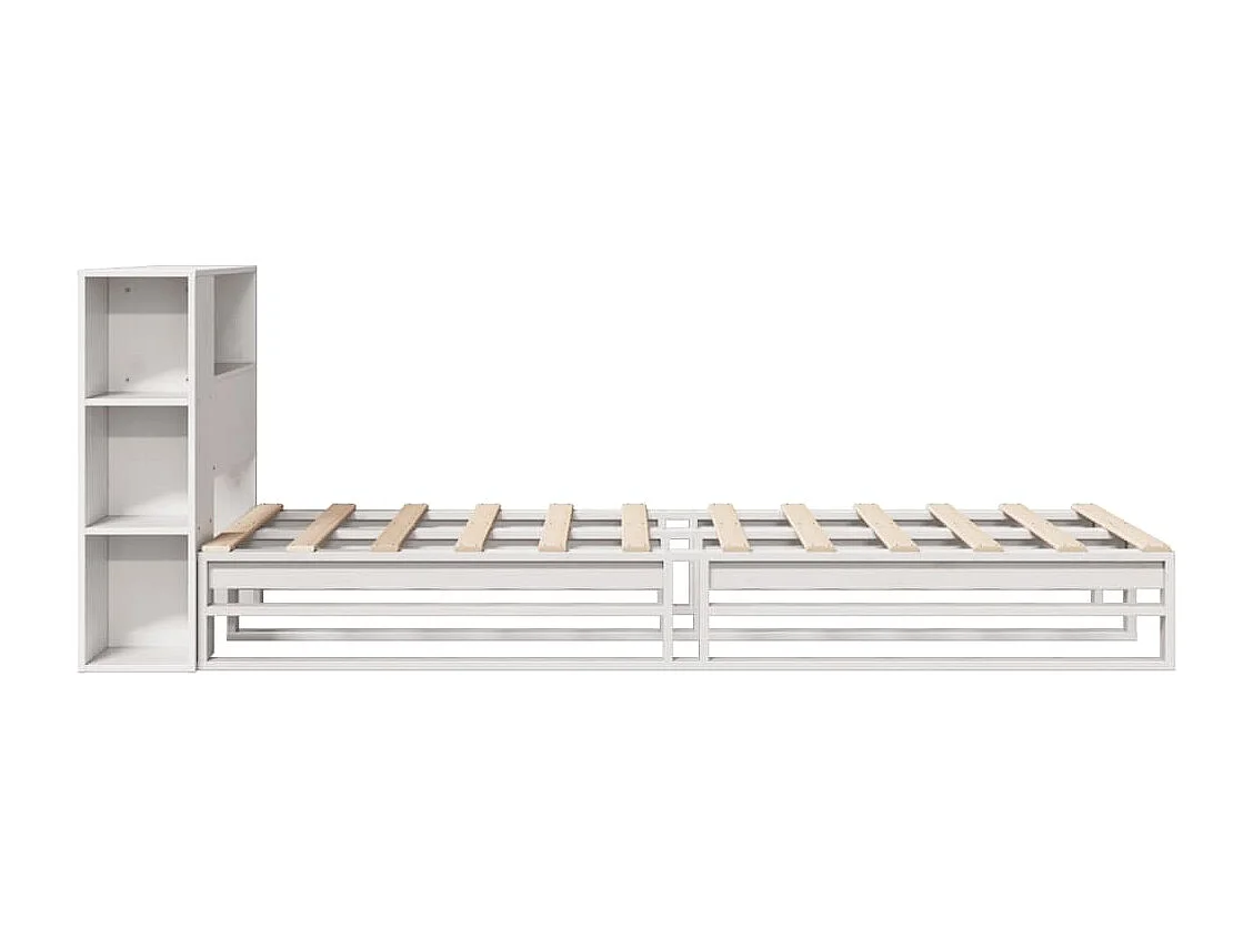 Lit bibliothèque sans matelas blanc 90x190 cm bois massif