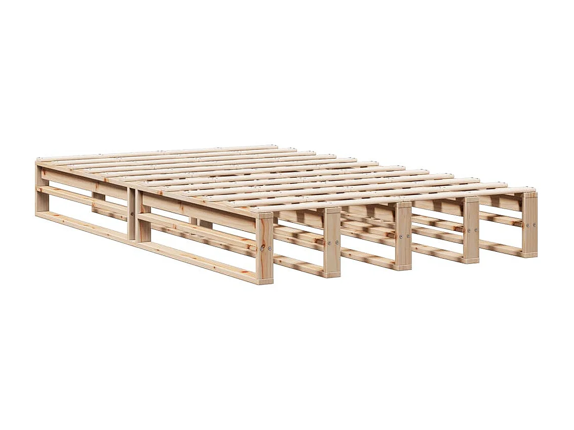 Lit bibliothèque sans matelas 135x190 cm bois de pin massif