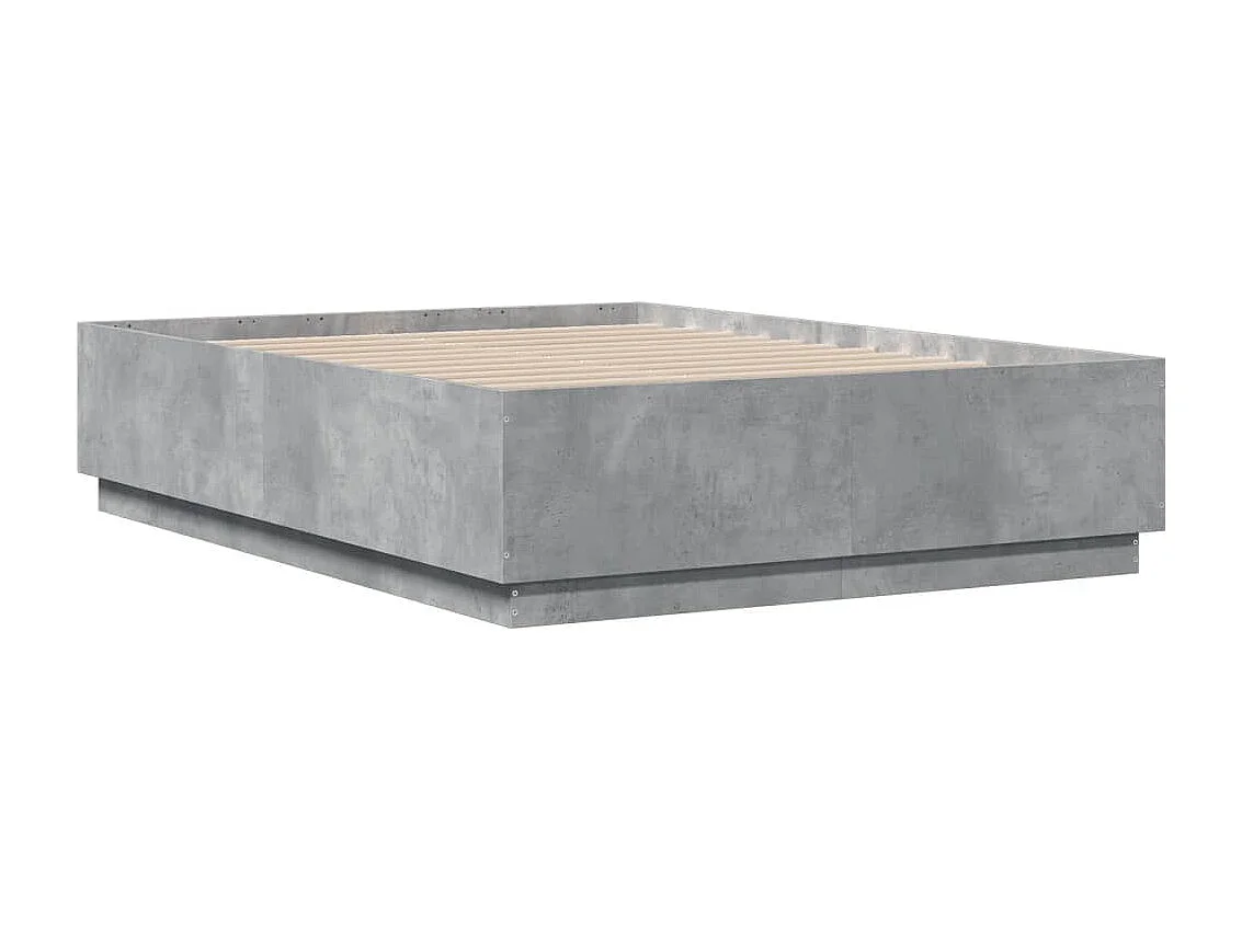 Cadre de lit sans matelas gris béton 135x190 cm