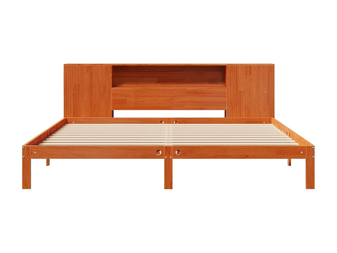 Lit bibliothèque sans matelas cire marron 180x200 cm pin massif