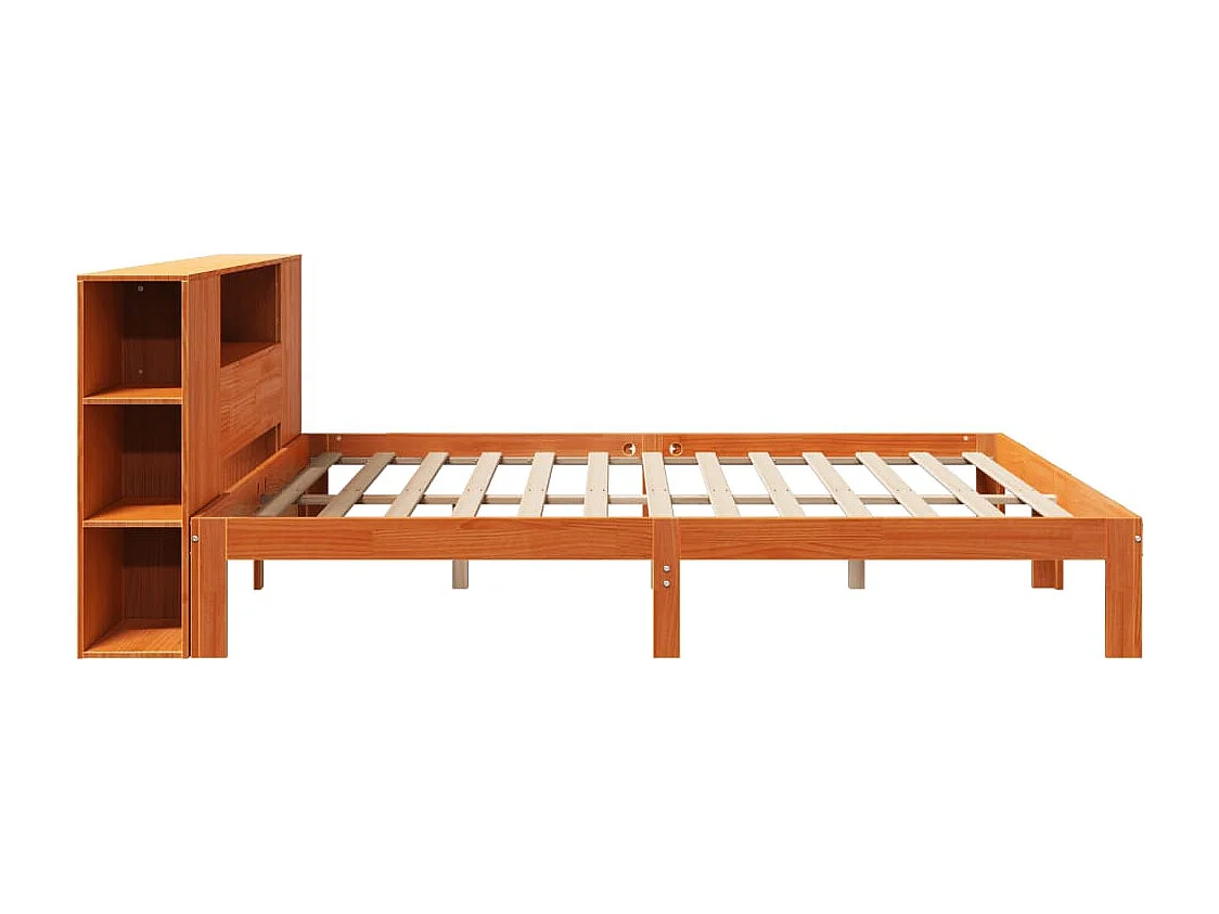 Lit bibliothèque sans matelas cire marron 180x200 cm pin massif